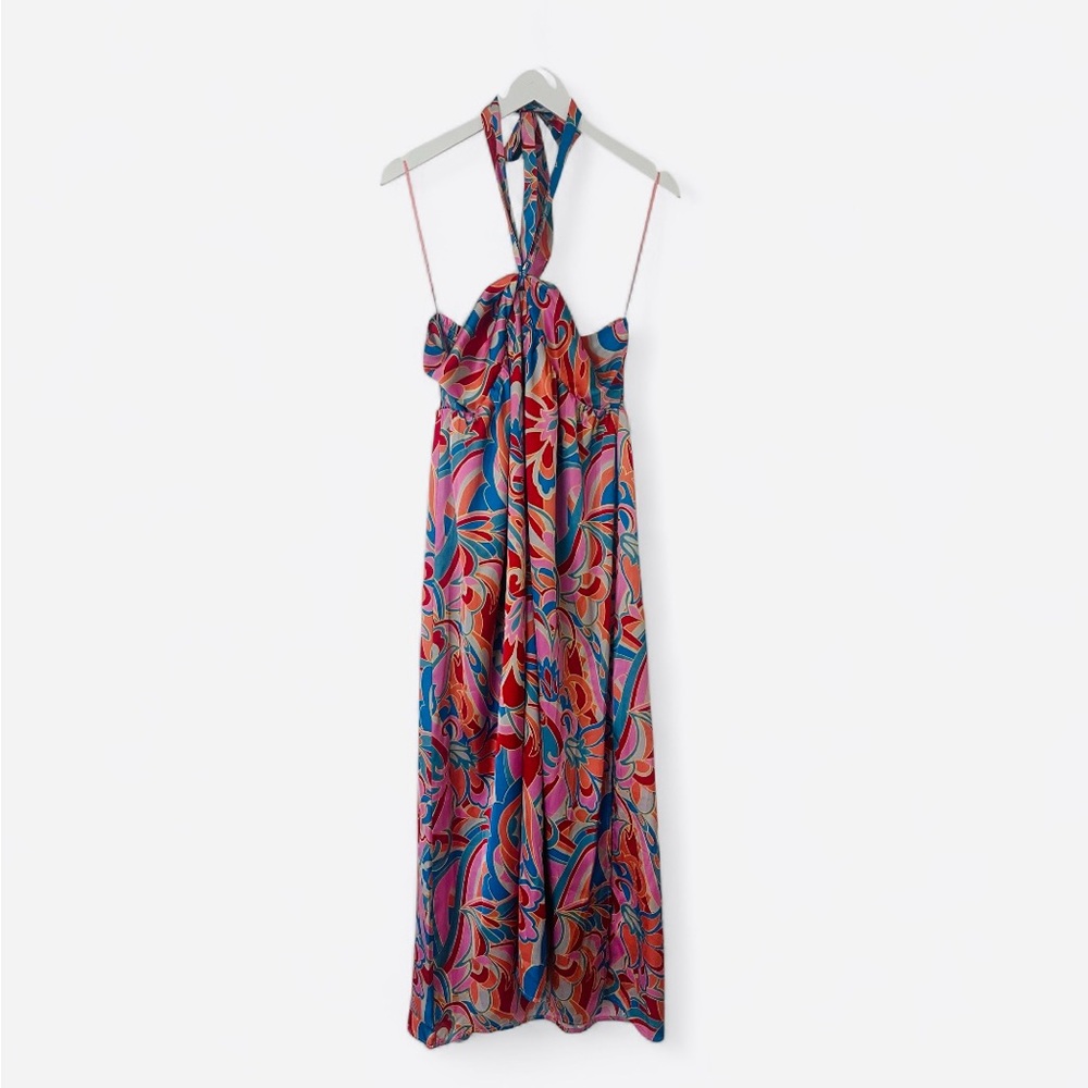 Vici Multicolor Ruched Fabric halter or tube top dress size large
